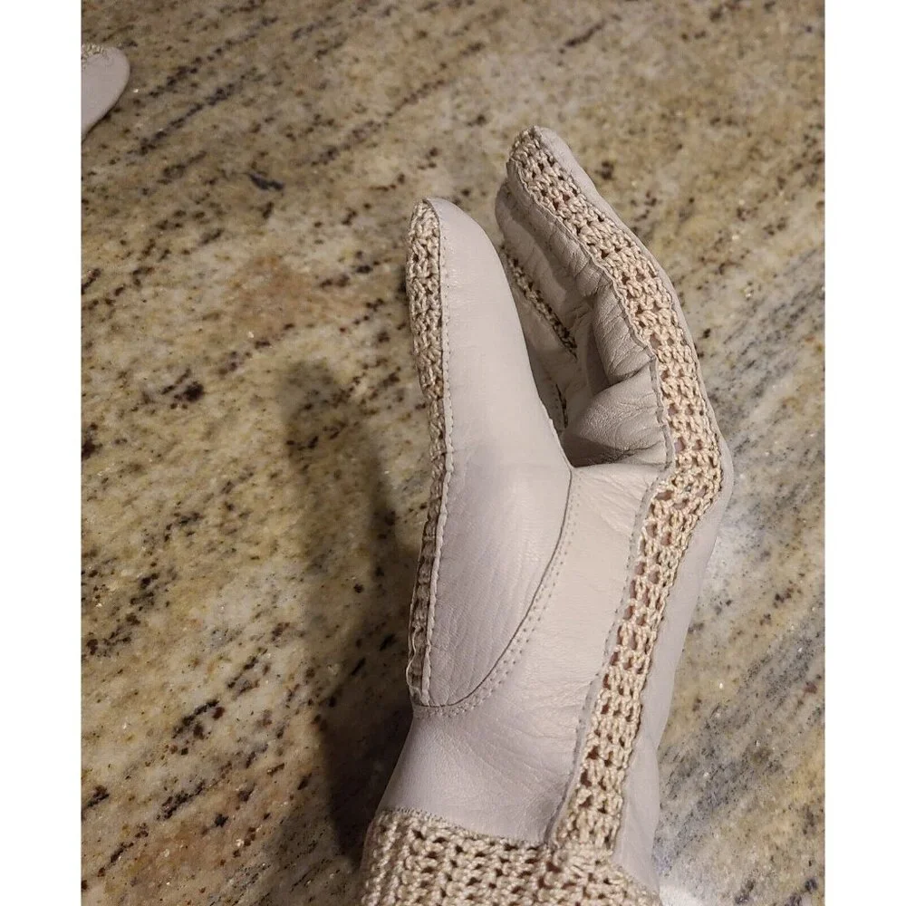 Vintage Plus Size XL Beige Soft Leather Crochet 9